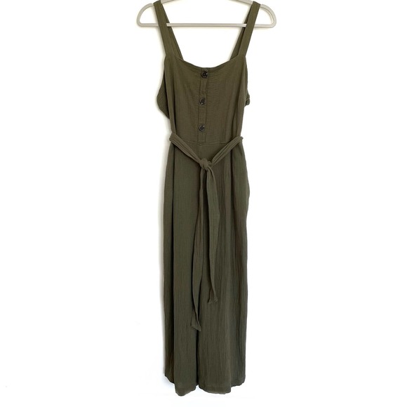 Rachel Zoe Pants - Rachel Zoe | Women's Olive Green Belted Wide Leg Crop Jumpsuit | sz 8